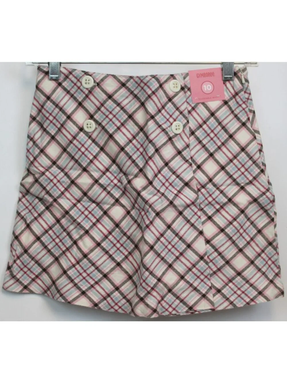 2008 Gymboree Winter Snowflake Button Plaid Tartan Skorts sz 4 Adjustable Waist